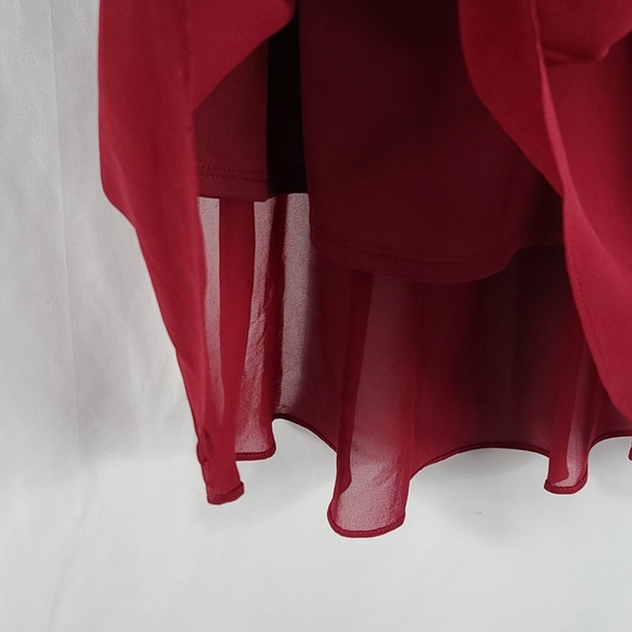 Maroon Belted High-low Sleeveless Sheath Dress - Picture 6 of 11